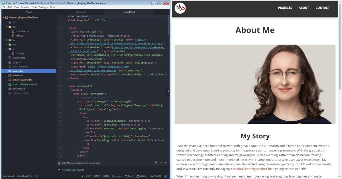 Creating a portfoio website in Atom