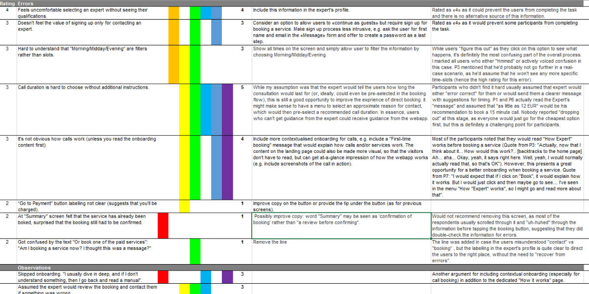 Ranbow spreadsheet