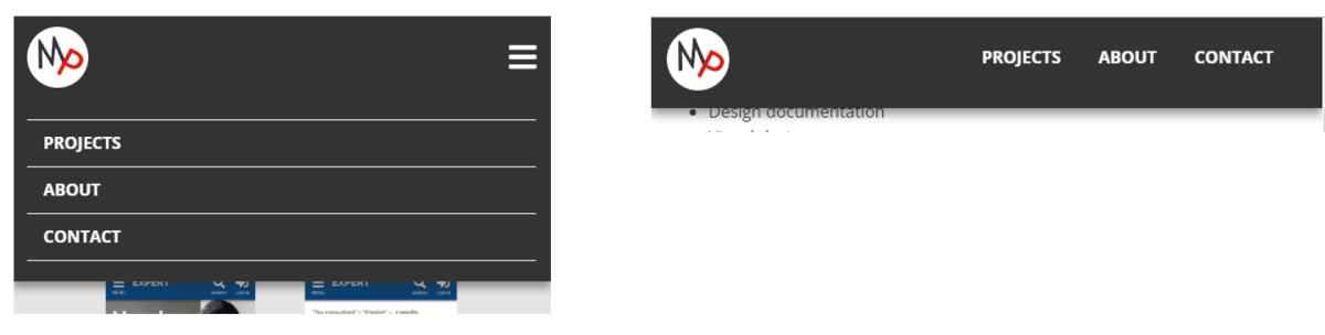 Desktop and mobile navigation menu